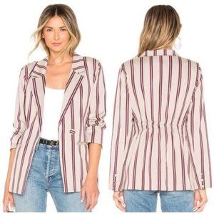 L’Academie The Sophia Blazer Ivory Derby Pin Stripe Size Small NWT Single Button